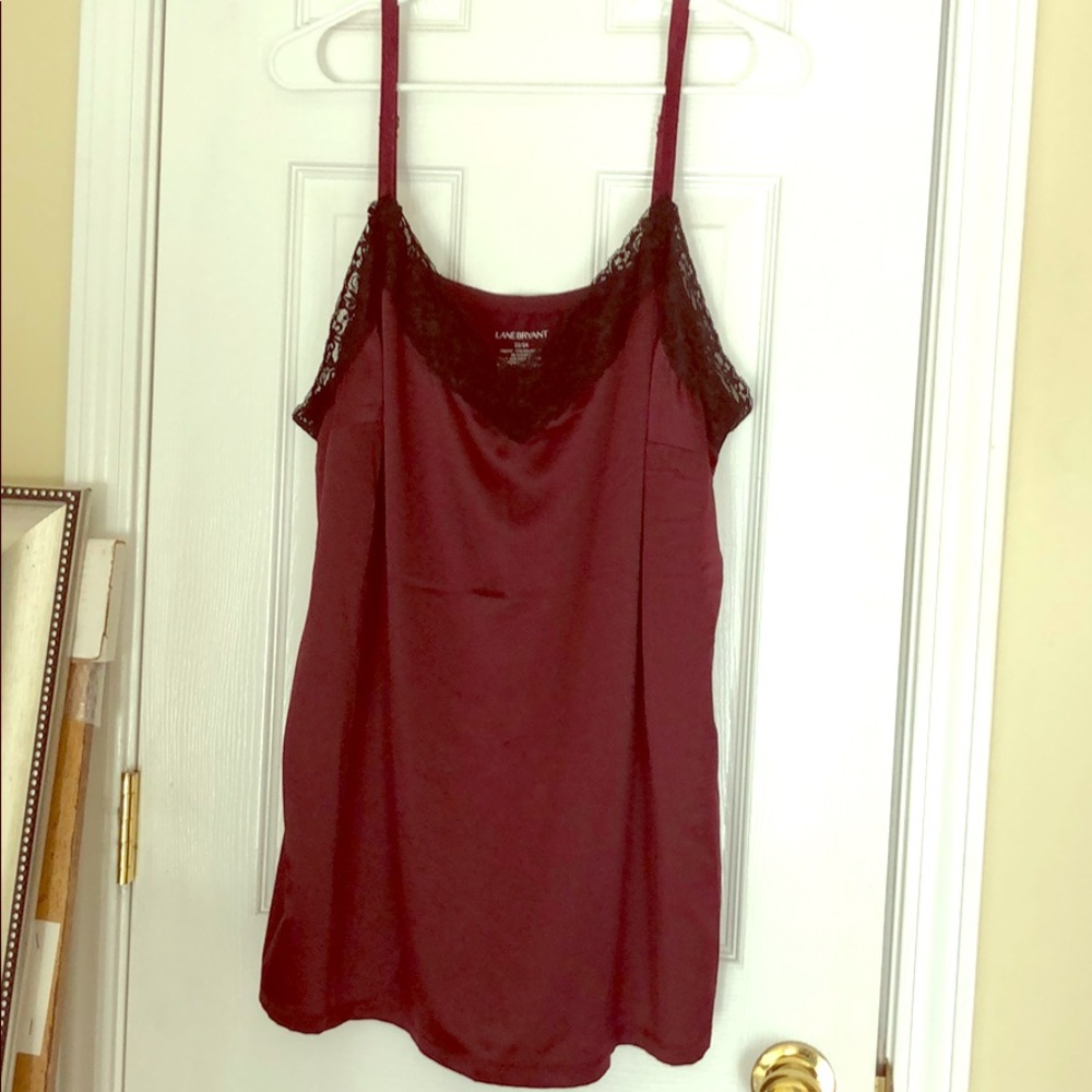 Lane Bryant lace and burgundy tank
